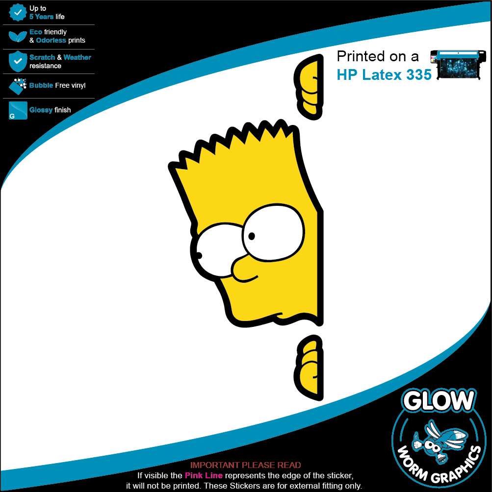 The Simpsons Bart Peeking Wall Car Van Laptop Cartoon TV Sticker Vinyl ...