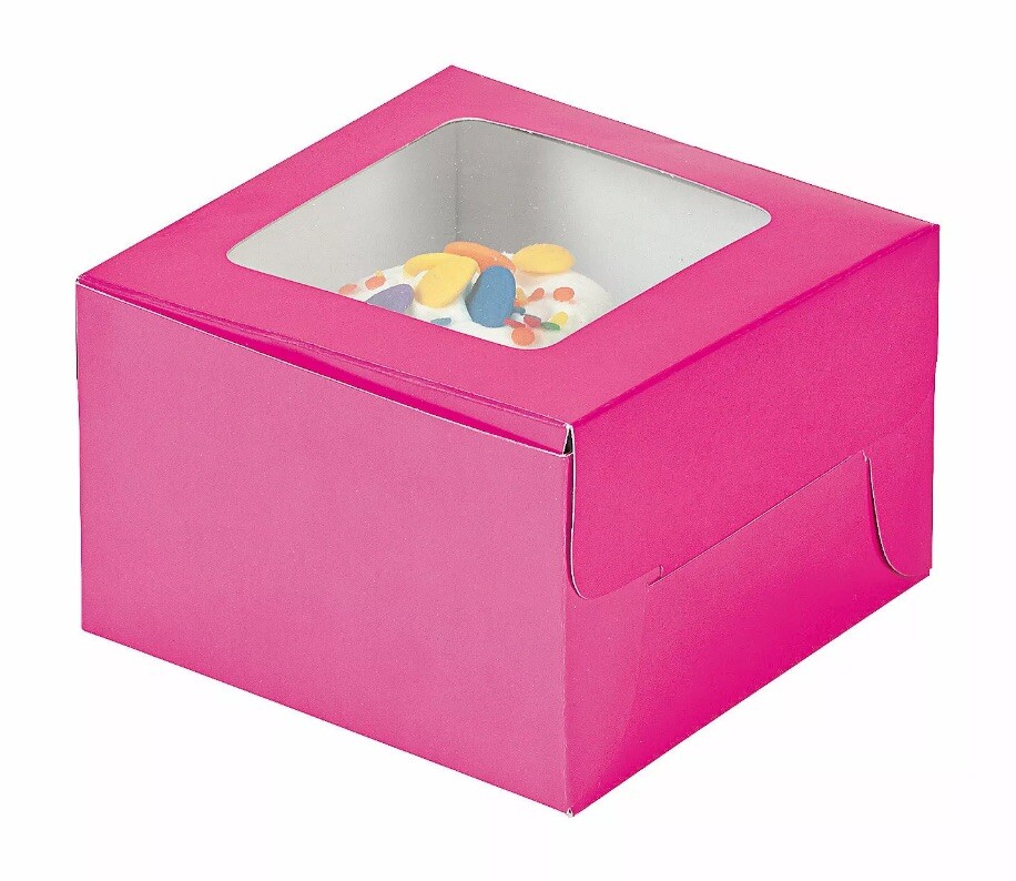 NEW Hot Pink Cupcake Boxes, Party Supplies, 12 Pieces by Oriental