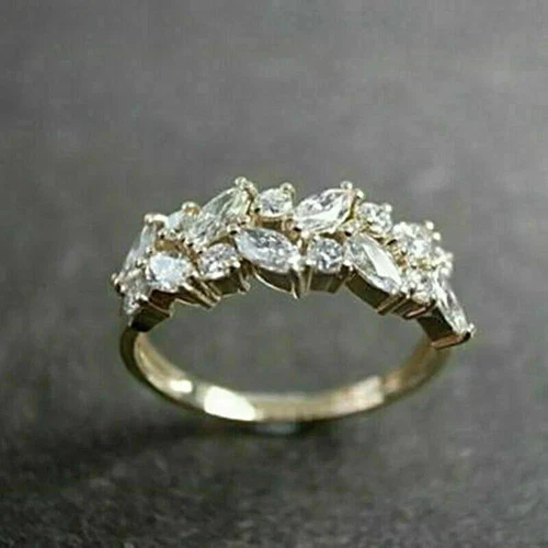 1.50 Ct Marquise Lab-Created Diamond 14k Yellow Gold Plated Wedding Band Ring