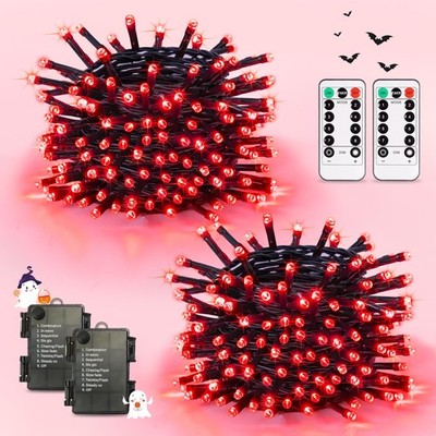  2 Pack 100 LED Christmas Lights for Valentines, Each 33 FT Red 100 LED-2 Pack