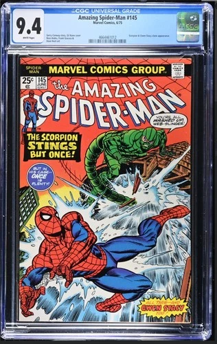 Marvel Comics The AMAZING SPIDER-MAN #145 CGC 9.4 WHITE ❄️ pages! Scorpion!