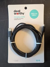 Deal Worthy USB-A To USB-C Charging Cable 10 feet Black