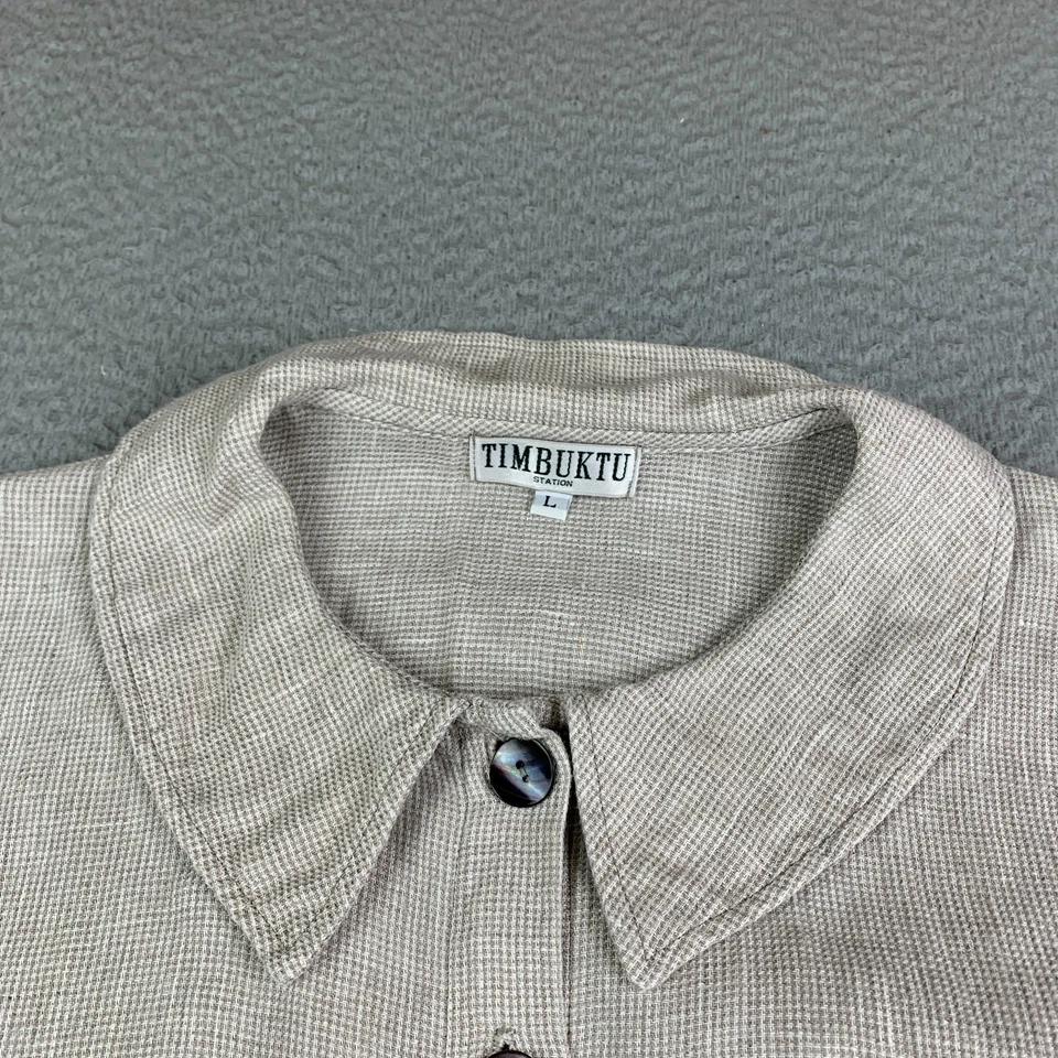 Vestido De Colección Tombuctú Lino Para Mujer Grande Minimalista Estación Botón Cottage Core Foto 3 de 4