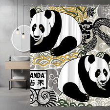 Panda Shower Curtain Asian Style Graphic Print
