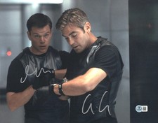 GEORGE CLOONEY MATT DAMON SIGNED AUTOGRAPH OCEANS ELEVEN 11x14 PHOTO BECKETT