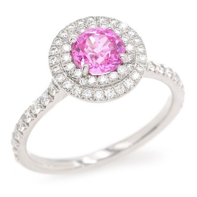Tiffany Tiffany Solest Pink Sapphire Diamond Ring Pt950 #53