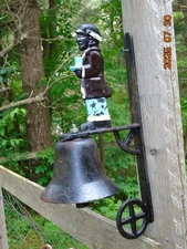 Vintage Cast Iron Dinner Hanging  Black Aviator Bell - Could be Ashley Belle