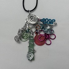 Handmade Aluminum Wire Wrapped Sea Glass Pendant Necklace And Earring Set