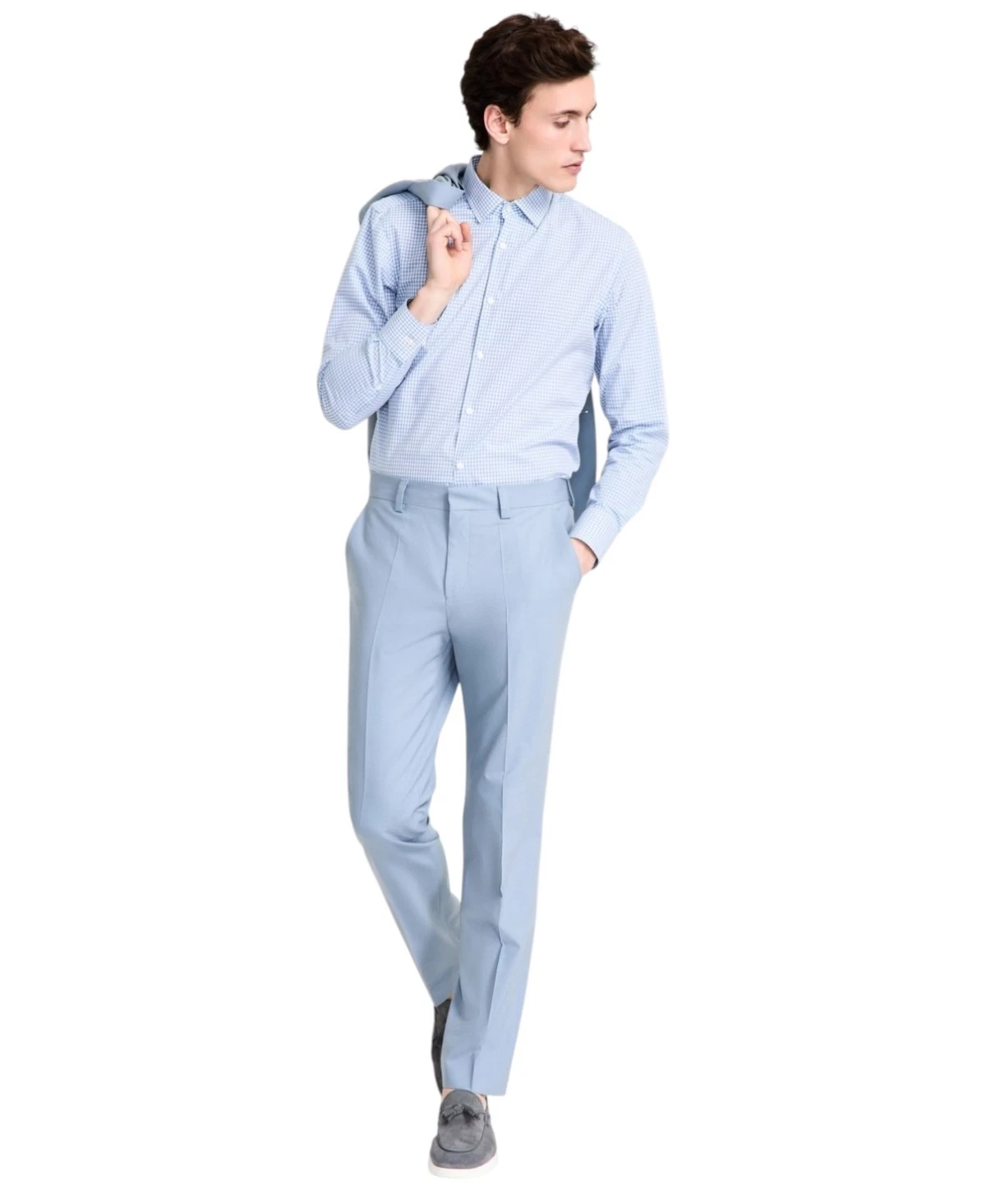 Hugo Boss Mens Modern fit Dress Pants 30 / 32 Light Blue Solid Stretch