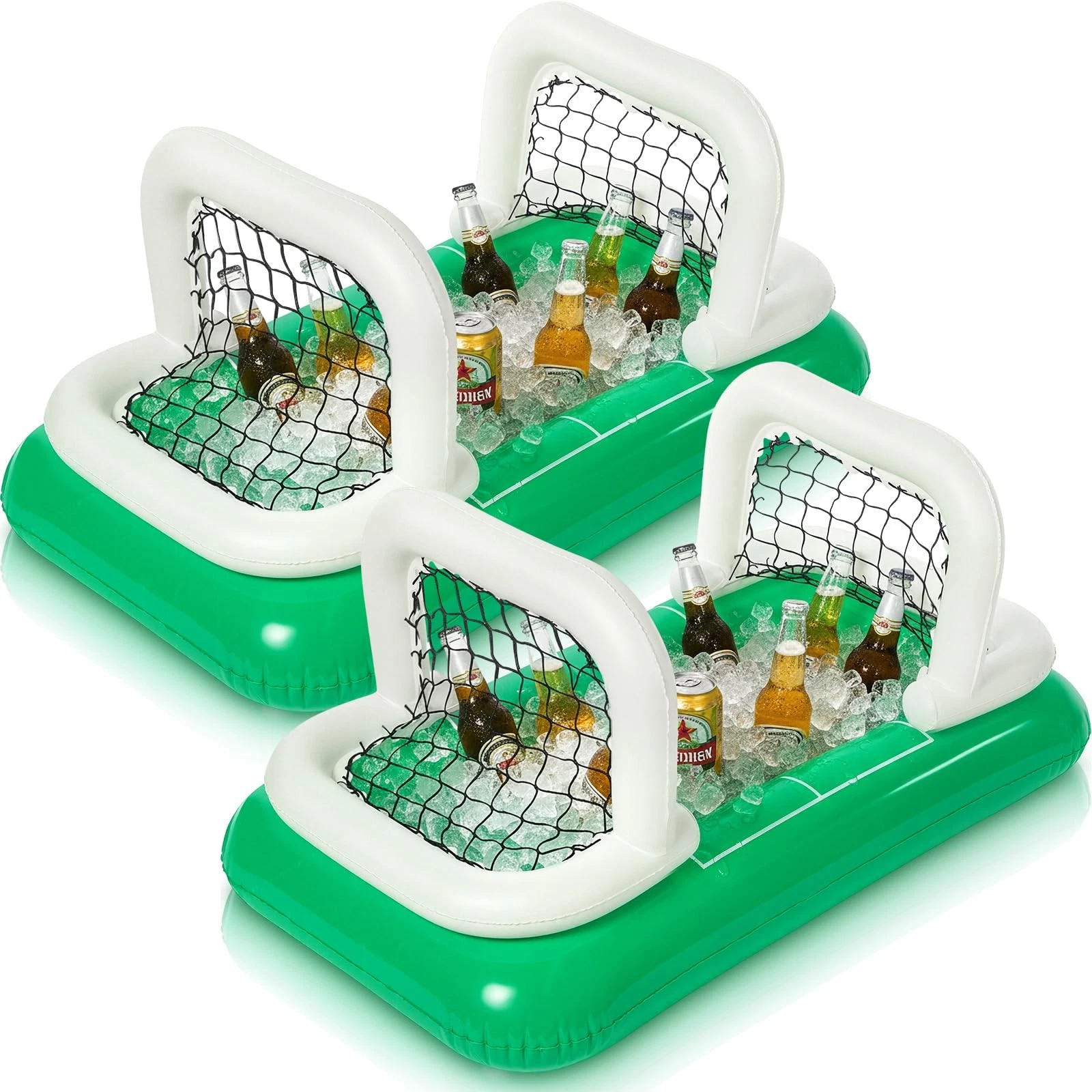 2 Pcs Inflatable Soccer Field Beverage Cooler with Goal Nets, Extra Large Flo...