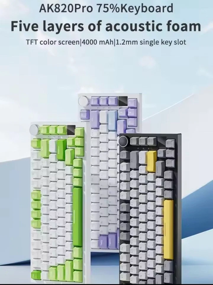 Mechanical Gaming Keyboard RGB Wireless/Wired TFT Screen AJAZZ AK820 Pro - Image 3 of 4