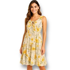 American Eagle Beige Floral Tiered Mini Dress Sleeveless Boho Cottagecore M