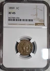 NGC XF-45 1859 Indian Head Cent, Attractive, Mid-Grade, 1st Year Issue.