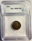 1916 P Lincoln Wheat Cent - ICG MS63 BN