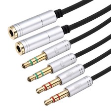 2Pcs 3.3ft Headphone Combiner for PC 3.5mm Female to Dual 3.5mm Male, Gray