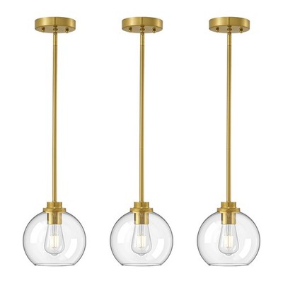 3 Pendant Lights Kitchen Island,Modern Gold Hanging Light Fixture w/ Clear Glass