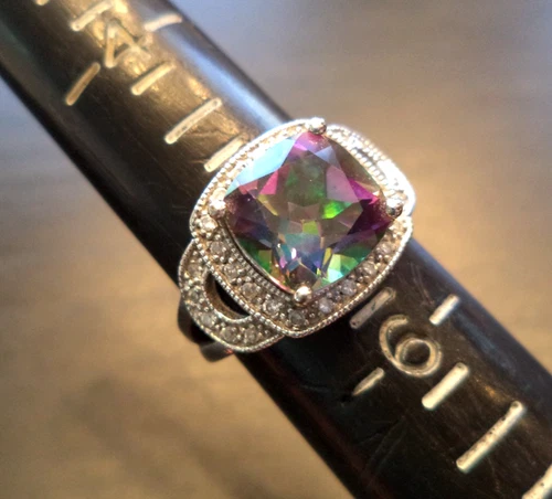 STUNNING VINTAGE ESTATE SIGNED STERLING SILVER HELIOTROPE SZ 5.5 RING! G34304