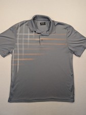 Ben Hogan Shirt Large Gray White Collar Performance Golf Polo Short Sleeve Mens