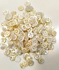 Vintage White Shell Mother of Pearl Buttons x 10 Pieces 4-Hole 7/16"