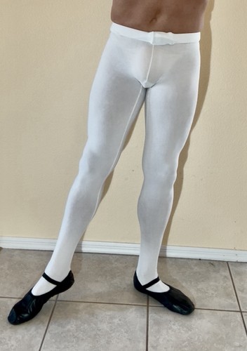 Wear Moi Men’s Ballet Tights White Large Cotton Spandex