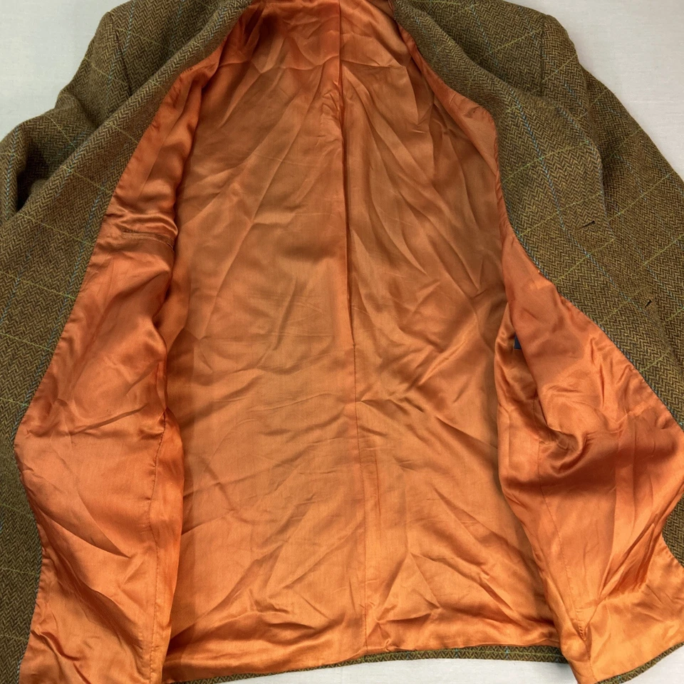 Vintage 90s GAP Virgin Wool 3 Button Blazer Herringbone Check Windowpane Medium - Image 3 of 4