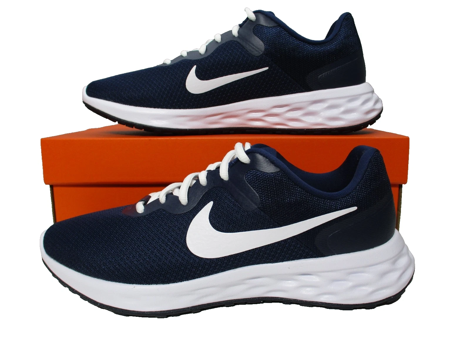 Nike Revolution 6 NN Midnight Navy Blue White Athletic Running Shoes Mens Sz 10
