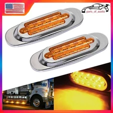 PAIR 16 LED Side Marker amber Light Clearance Lights Truck Trailer RV Waterproof