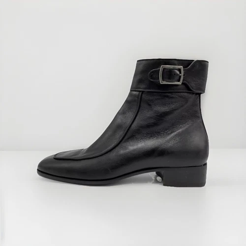 $1,200 Saint Laurent Black Vintage Leather Boots Zip US 9, EU 42 Made in Italy