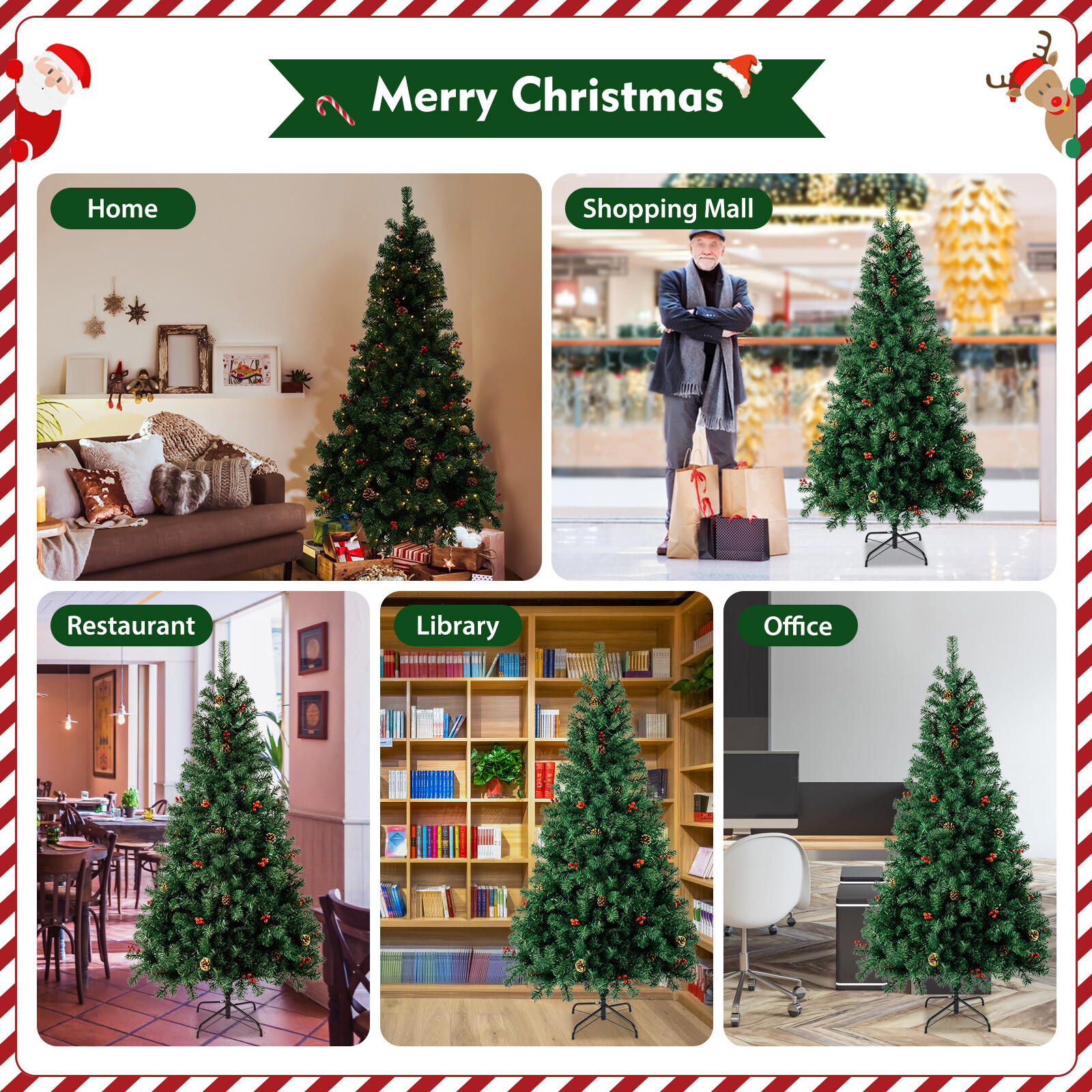 9ft Artificial Christmas Tree Xmas Party Home Holiday Decoration with