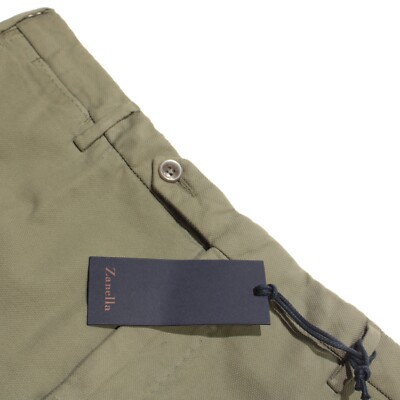 Zanella NWT Chinos / Casual Pants Size 32 US Parker In Solid Green Cotton Blend
