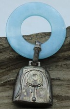 Vintage Web Sterling Birth Record Teething Ring/Rattle 43.8X80mm F3G 