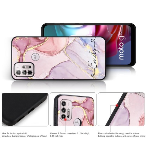 Case Personalised For Motorola E14 G54 G14 G85 G24 Marble Textured Phone Cover - Picture 39 of 96