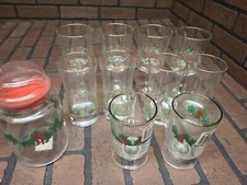 VTG Libbey Arbys Holly Berry Water/Wine Goblets Glasses Christmas Holiday Lot