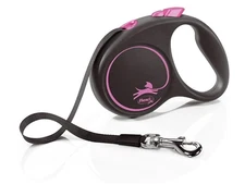 Flexi Black Design Tape Pink Retractable Dog Leash/Lead for dog up to 33lbs 16ft