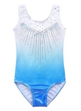 DAXIANG Leotard for Girls Gymnastics Dance Wear Shiny Blue 5-6 yrs 