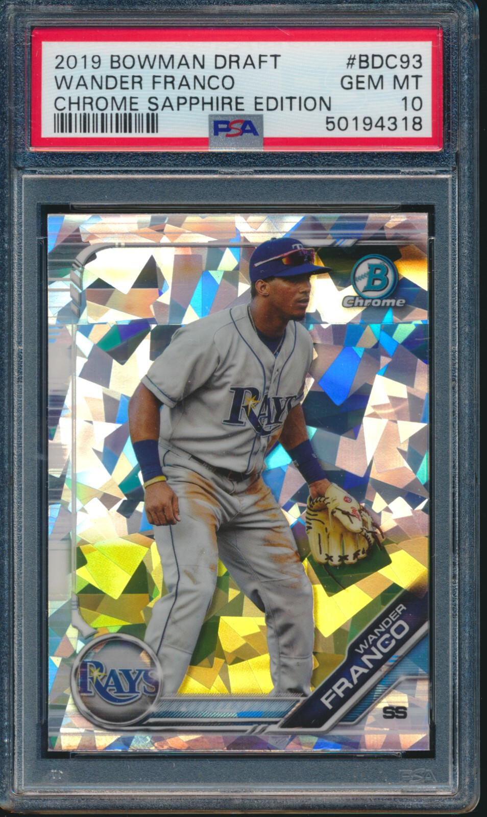PSA 10 WANDER FRANCO 2019 Bowman Chrome Draft SAPPHIRE REFRACTOR RC GEM MINT