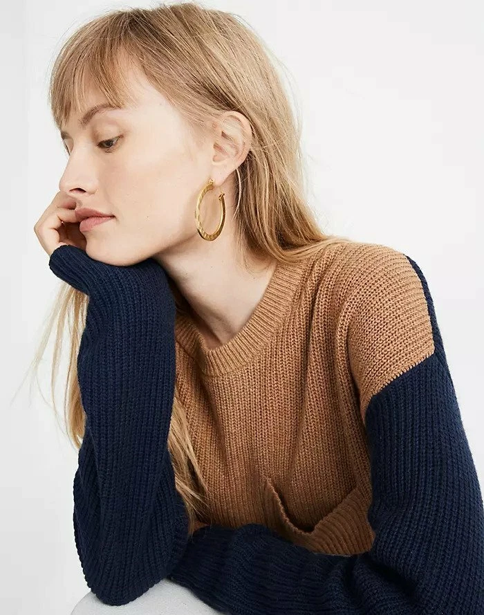 NWOT Madewell Thompson Pocket Pullover Sweater in Colorblock S | eBay