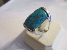 Sterling silver ring arizona Turquoise rectangular shape large size 7.5 925 silv