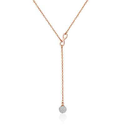 Rose Gold Plated Infinity Lariat Necklace Created with Zircondia  Crystals
