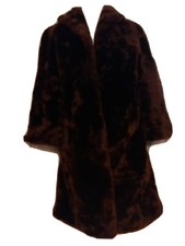 F&f Black Faux Fur Coat Size 12 Burgundy Brown Size 12