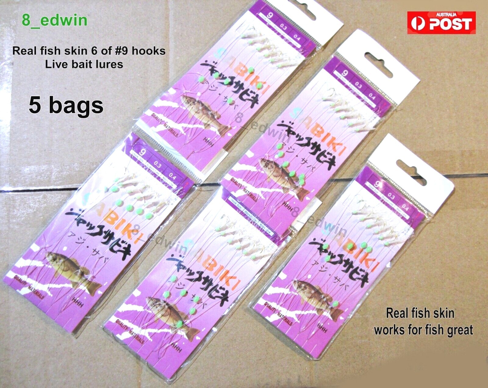 Sabiki Bait Jig Hook Real fish skin Yakka Herring Slimies Lures Yellowtail scad eBay