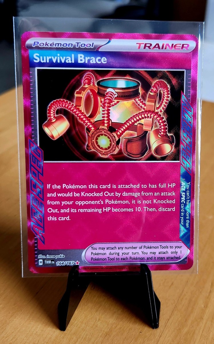 survival brace pokemon card price #164/167 SV06: Twilight Masquerade holofoil pattern or surface detail) Survival Brace 164/167 Twilight Masquerade