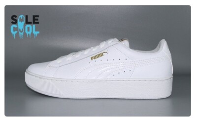 Puma Vikky Platform Leather Casual Sneaker White Womens Shoes 364724-01