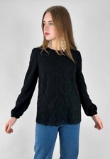Dolce & Gabbana Ladies Black Long Bell Sleeve Lace Boho Retro Blouse Top Small