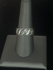 11mm Sterling Silver Textured Stacking Band Ring Sz 9 925
