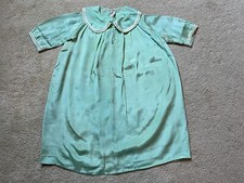 Antique Edwardian Collared Green Silky Christening Outfit Gown Dress Nightgown 6
