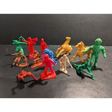 Lot 13 VTG 50s 60s Old West Cowboys Indians Fireman Spaceman Horse Plastic Figs