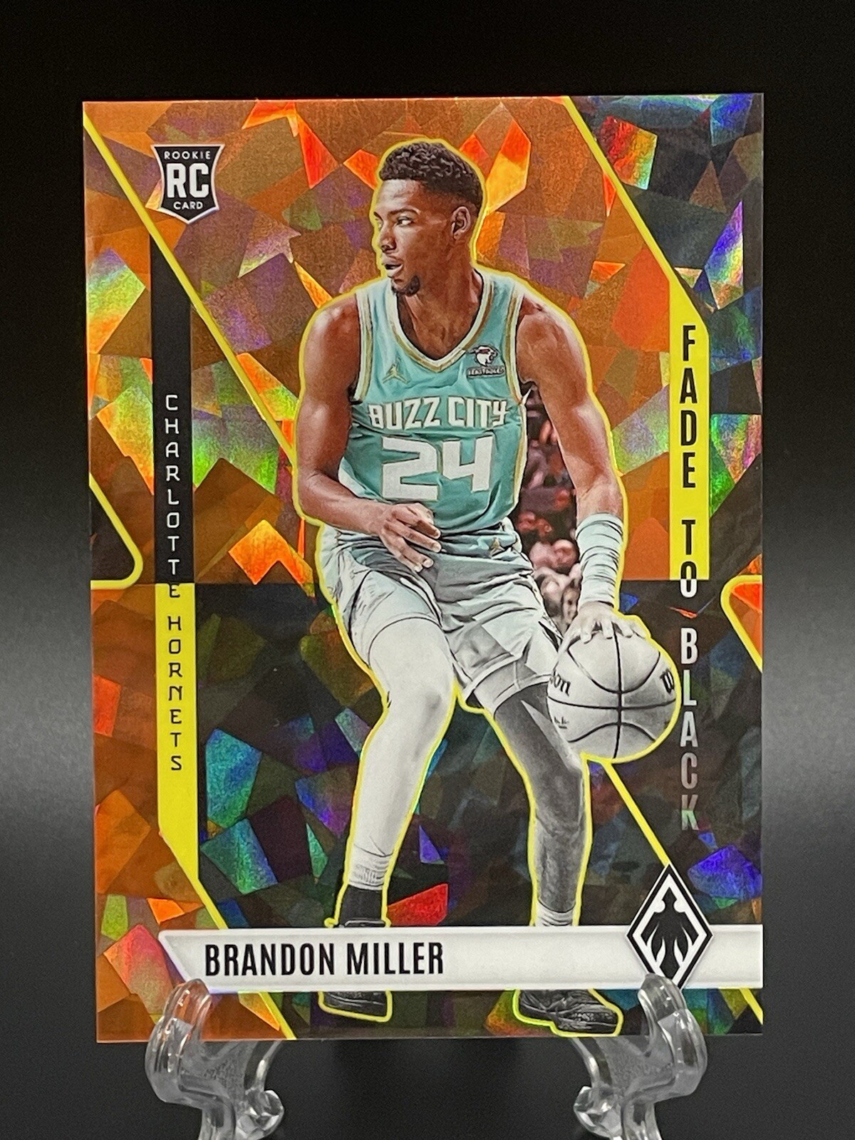 Brandon Miller 2023-24 Phoenix ORANGE ICE /249 Fade to Black Rookie RC Insert #8