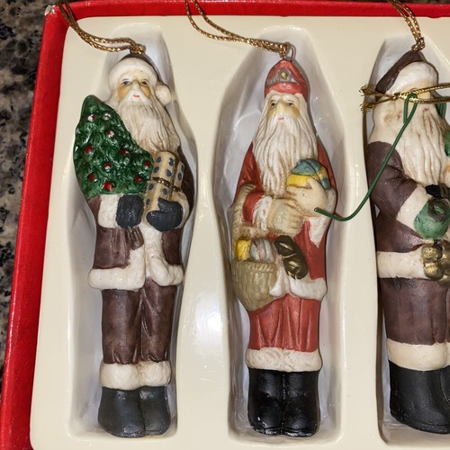 Vtg Handpainted Christmas Santa Ornaments Set of 6 Vgc - Picture 2 of 6