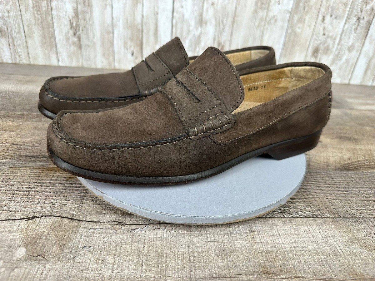 Vincenti Mens Dress Shoes Brown Leather Nubuck Penny Loafers 